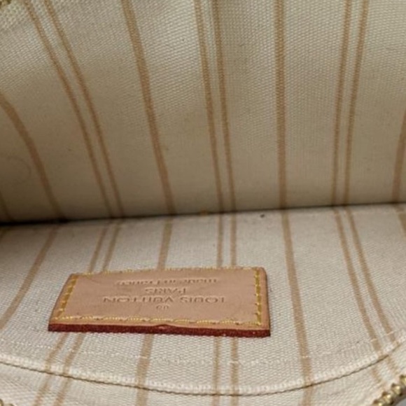 Louis Vuitton Neverfull bag with pochette Damier Azur coated canvas cream blue - Picture 4 of 6